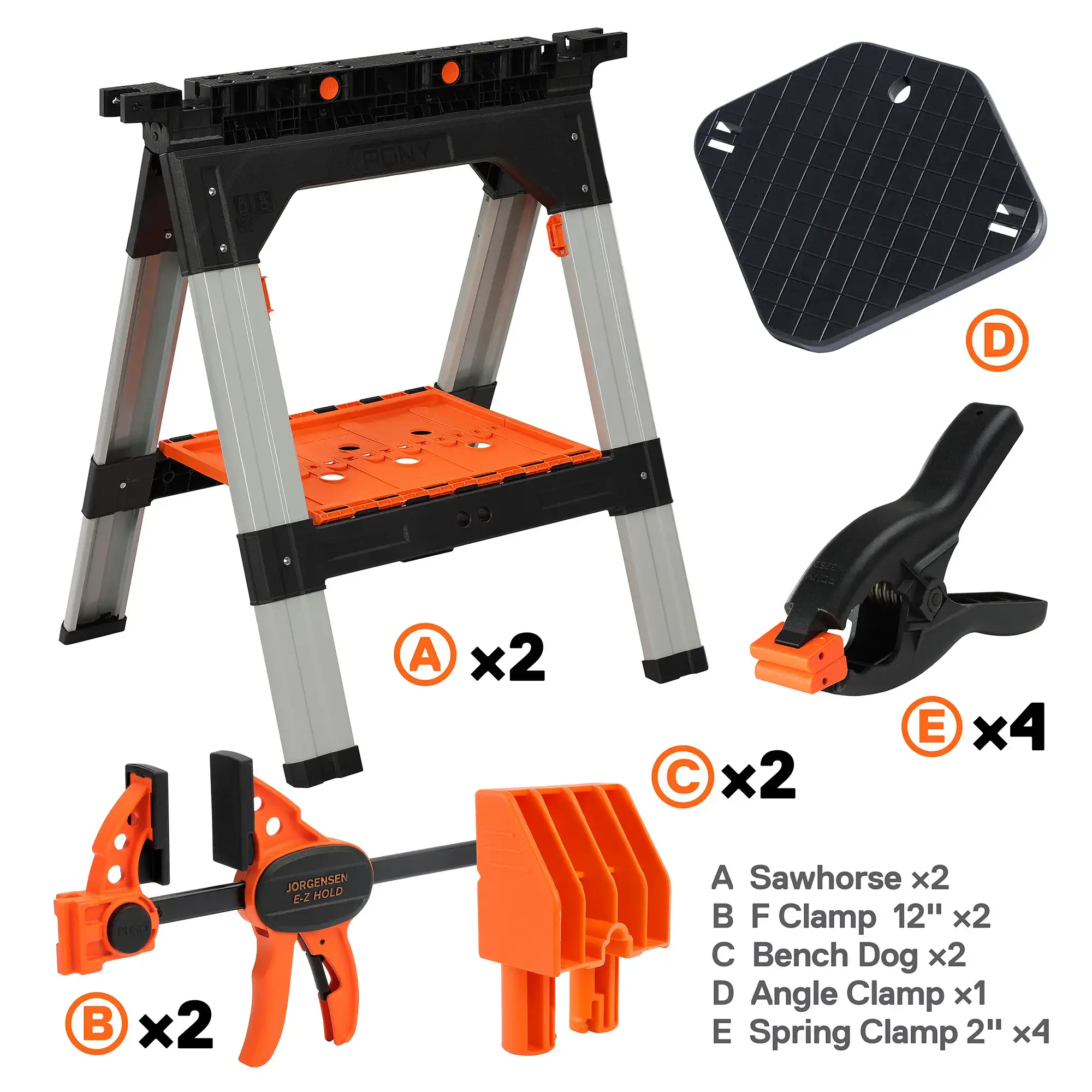 2-Pack Clamping Sawhorses, 1200 LBS Load Capacity, 30-3/4