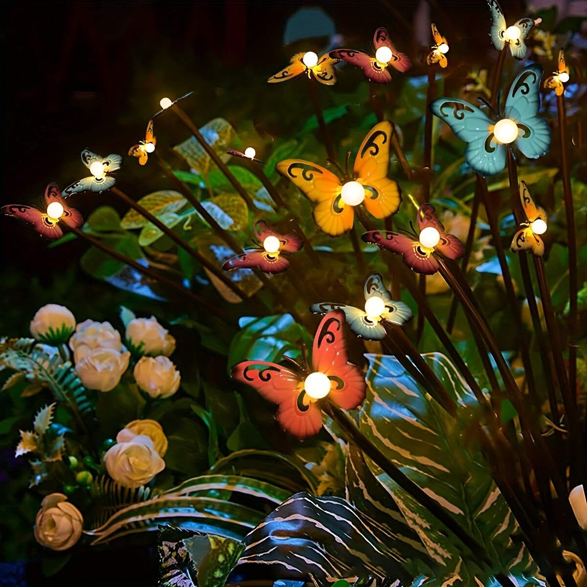 1pc Solar Floor Light, Waterproof Bionic Ground Plug Light, Decorative Iron Butterfly LED Floor Lamp, For Garden Landscape Lawn & Outdoor Decoration