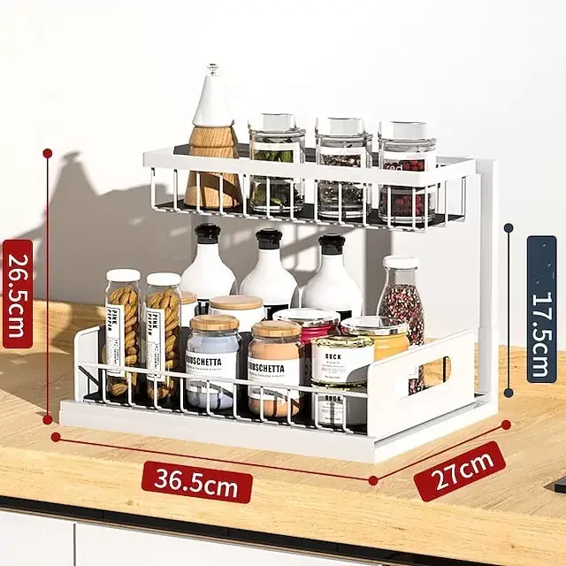 Kitchen Cabinet Shelf Under Sink Storage Storage Rack Pull-Out Drawer Basket Finishing Shelf Detachable
