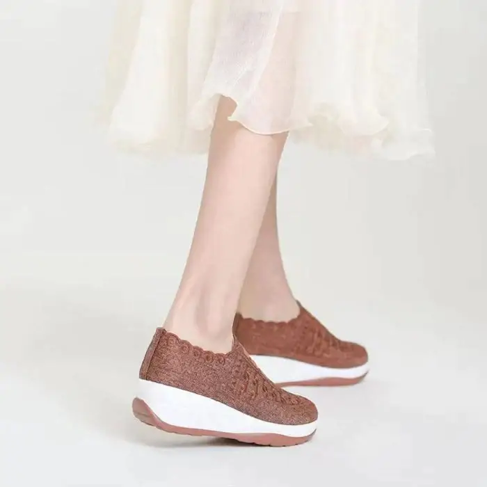 Women Shoes Comfy Elastic Mesh Round Toe Slip On