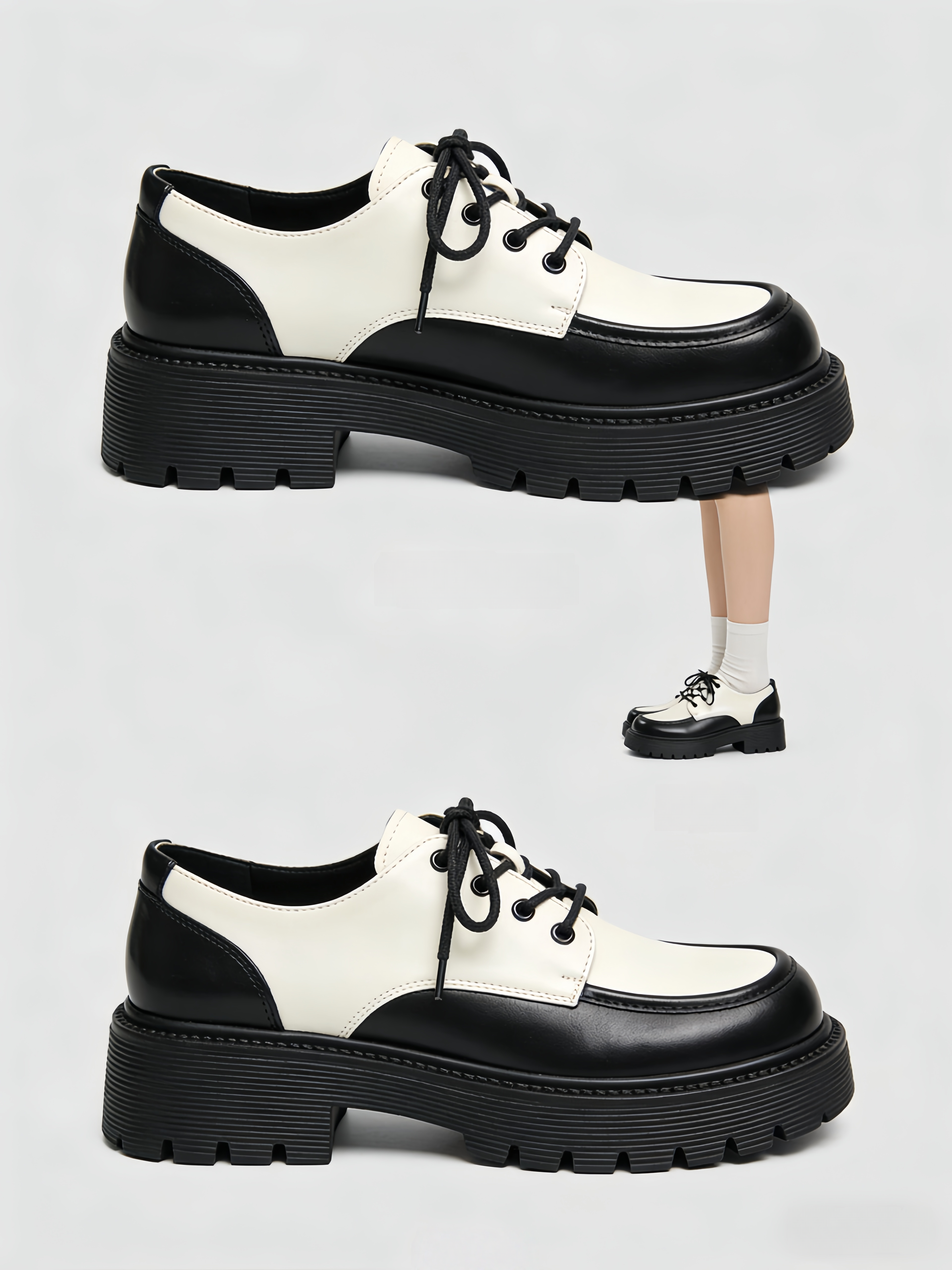 Vintage Splicing Platform Flat Shoes For Women Silver Faux Leather