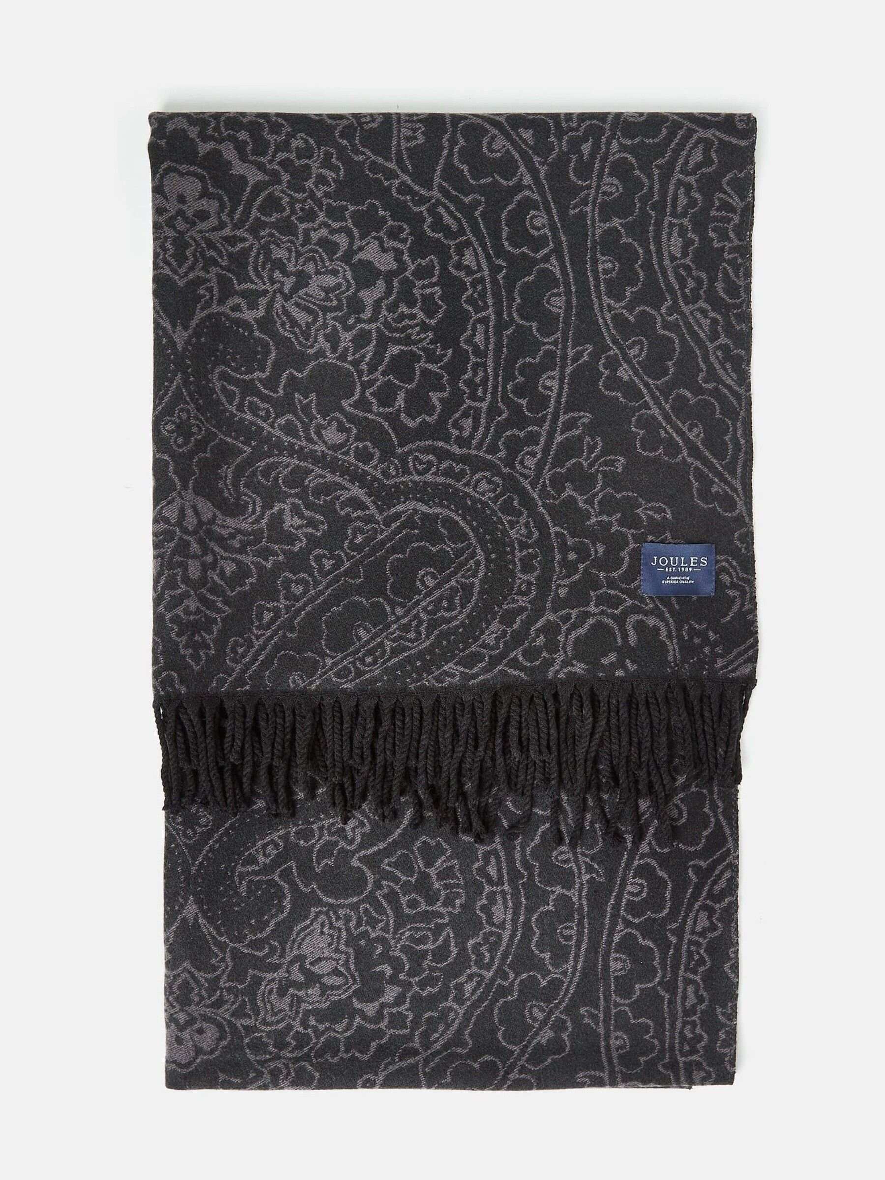 Elissa Black & Grey Double-Sided Jacquard Scarf