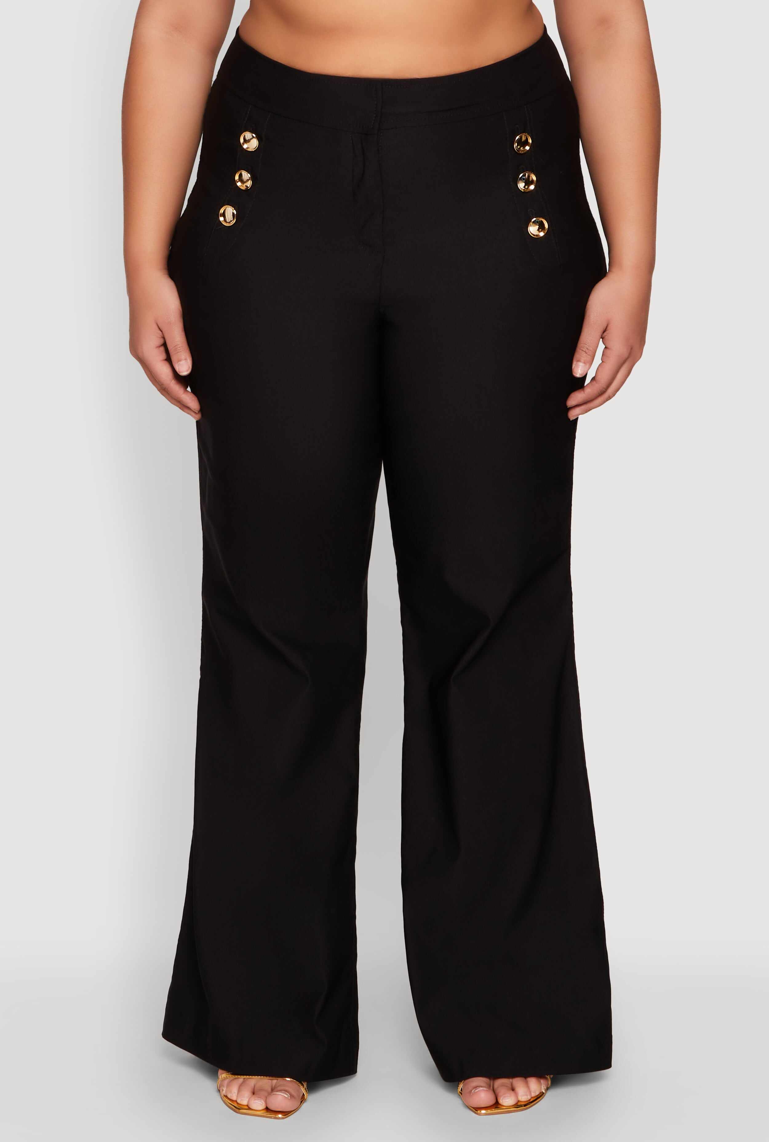 Plus Size Flared Pull On Dress Pants