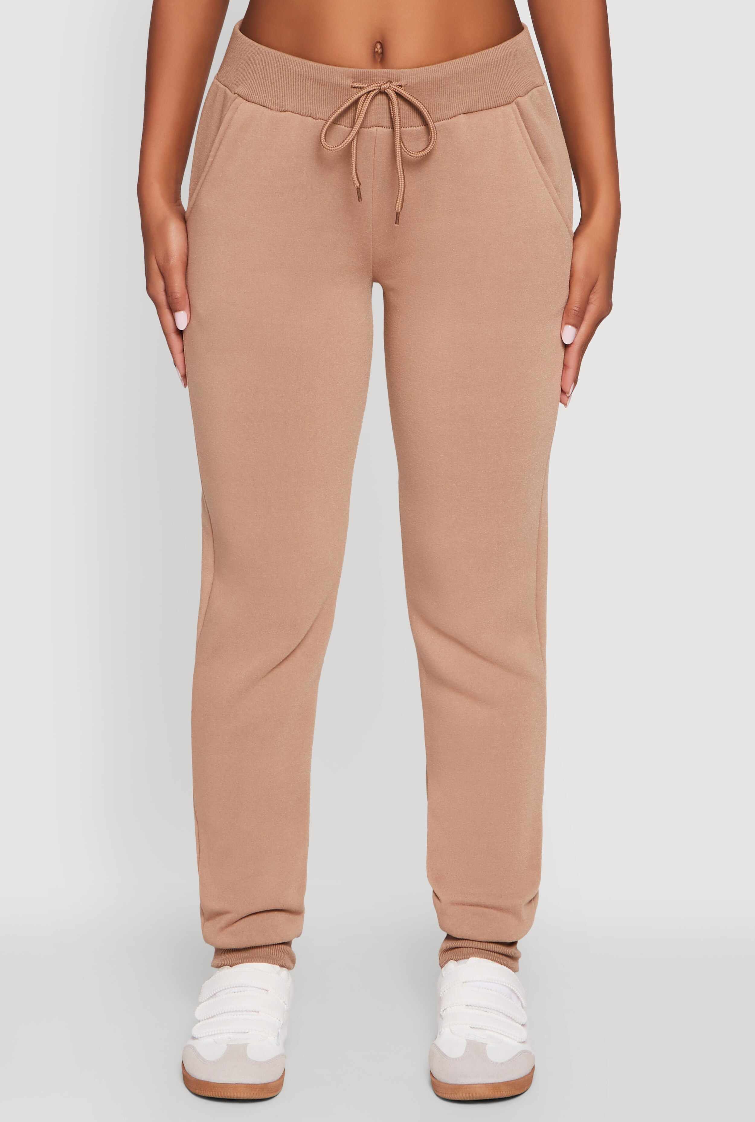 Mid Rise Solid Fleece Joggers