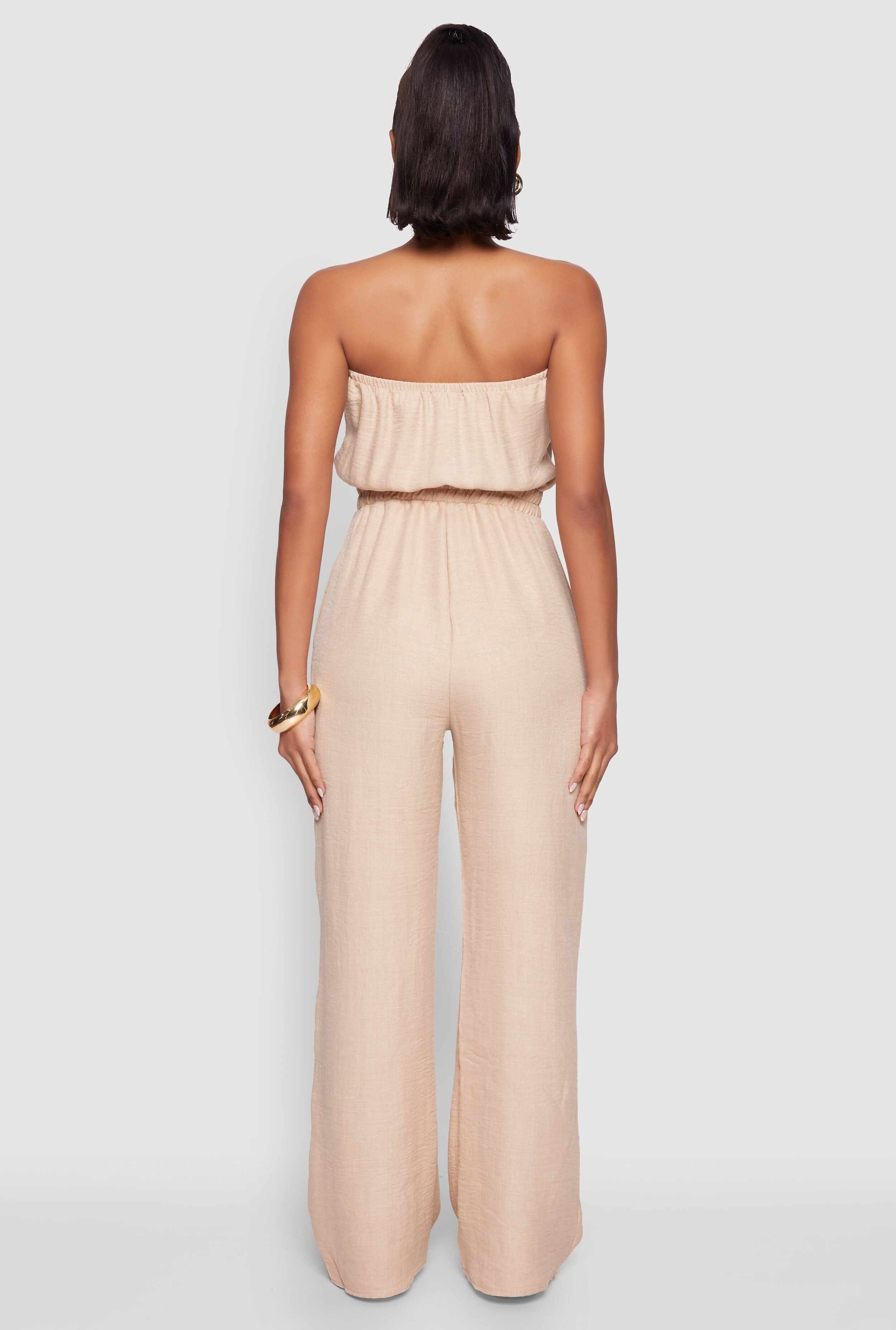 Trendy Strapless Wide-Leg Jumpsuit