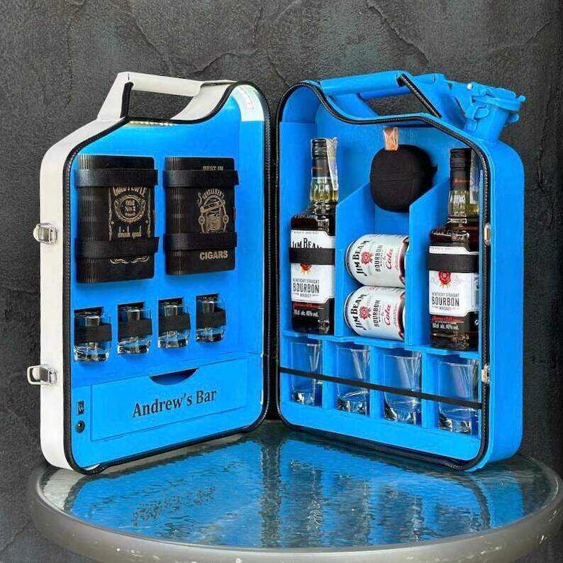 20 L Jerry Can Mini Bar With Bluetooth Speaker, Two Color Canister, Custom Fuel Bar, Gift For Him, Kanister Bar, Personalized Travel Bar Set