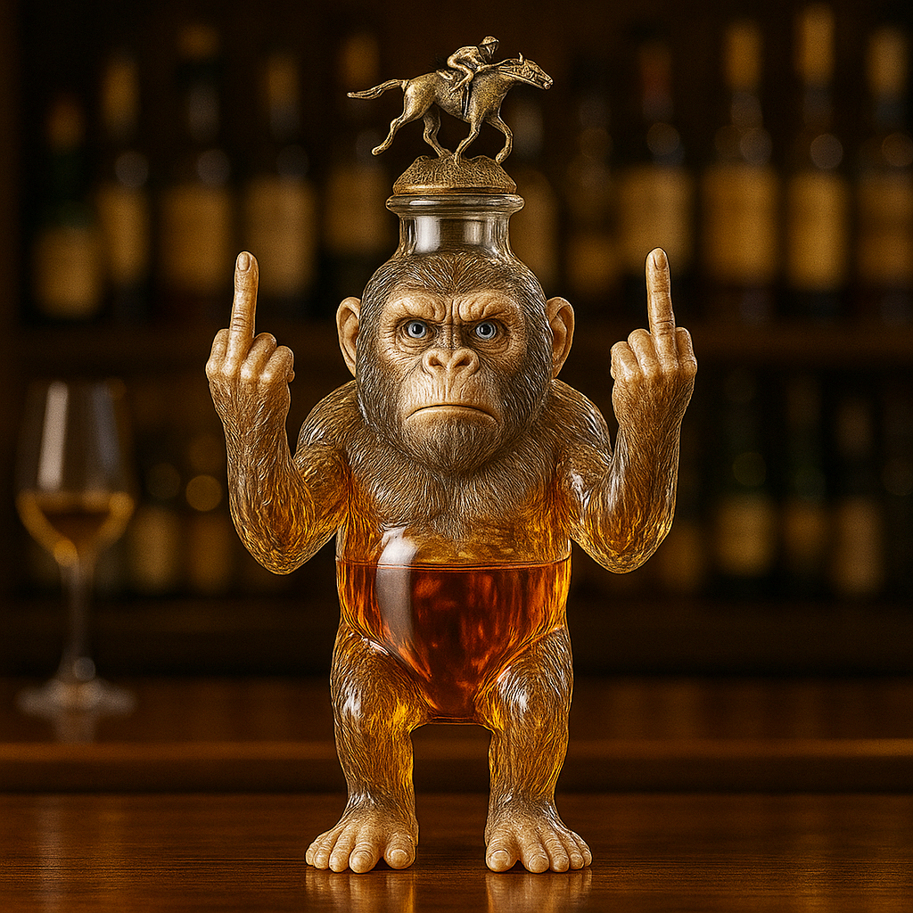 Funny Middle Finger Bigfoot Whiskey Bottle