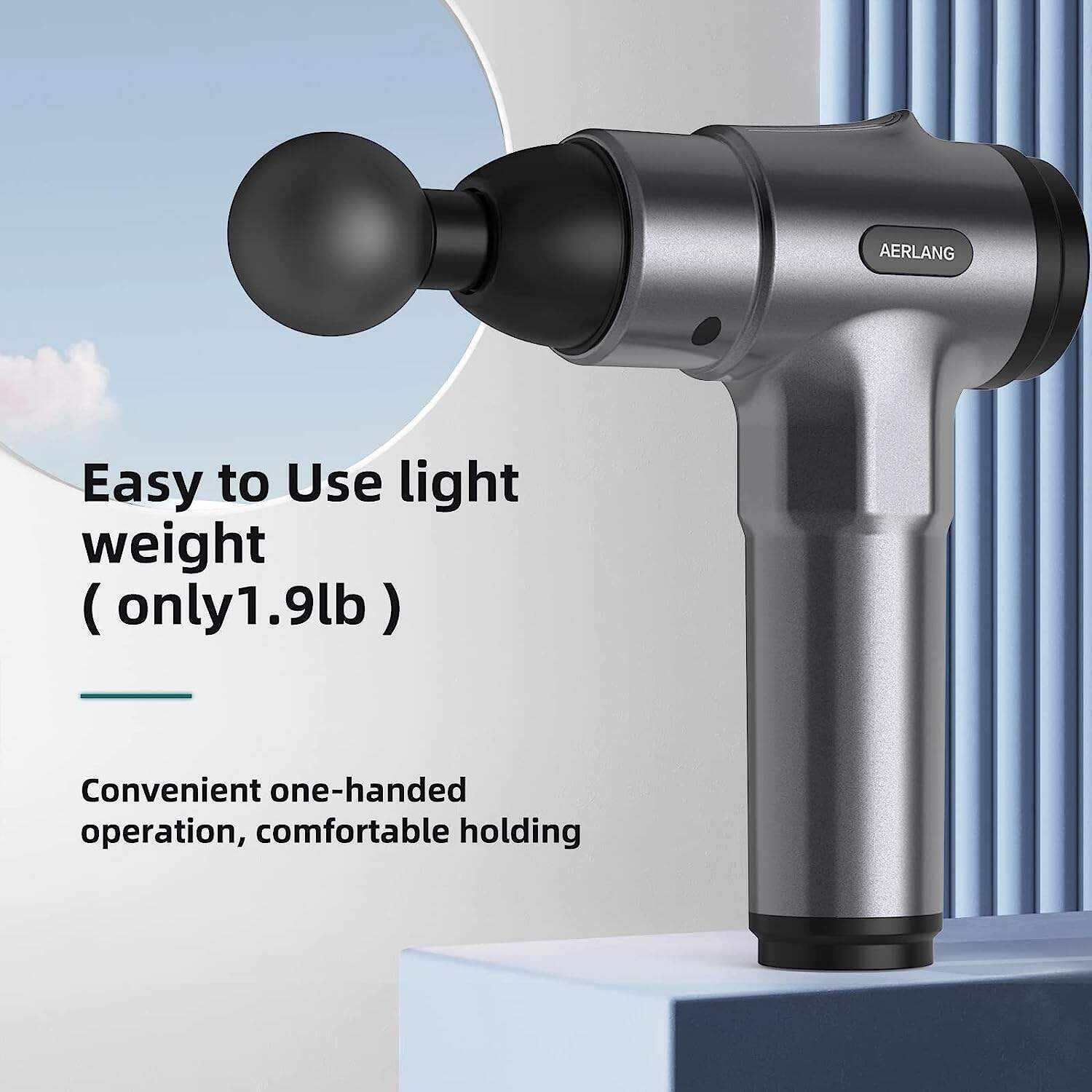 AERLANG Massage Gun, Deep Tissue Massager, Portable Muscle Massage Gun for Back Neck Muscle Relieve, Quiet Massager Gun 20 Variable Speeds Digital Display 6 Massage Heads and Carrying Case