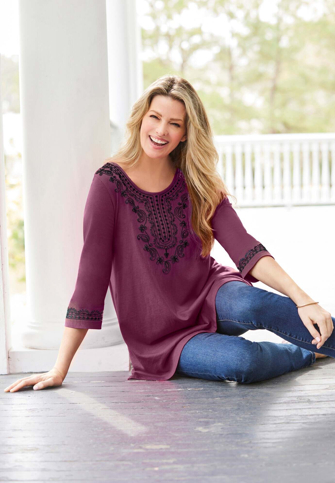 Embroidered Knit Tunic