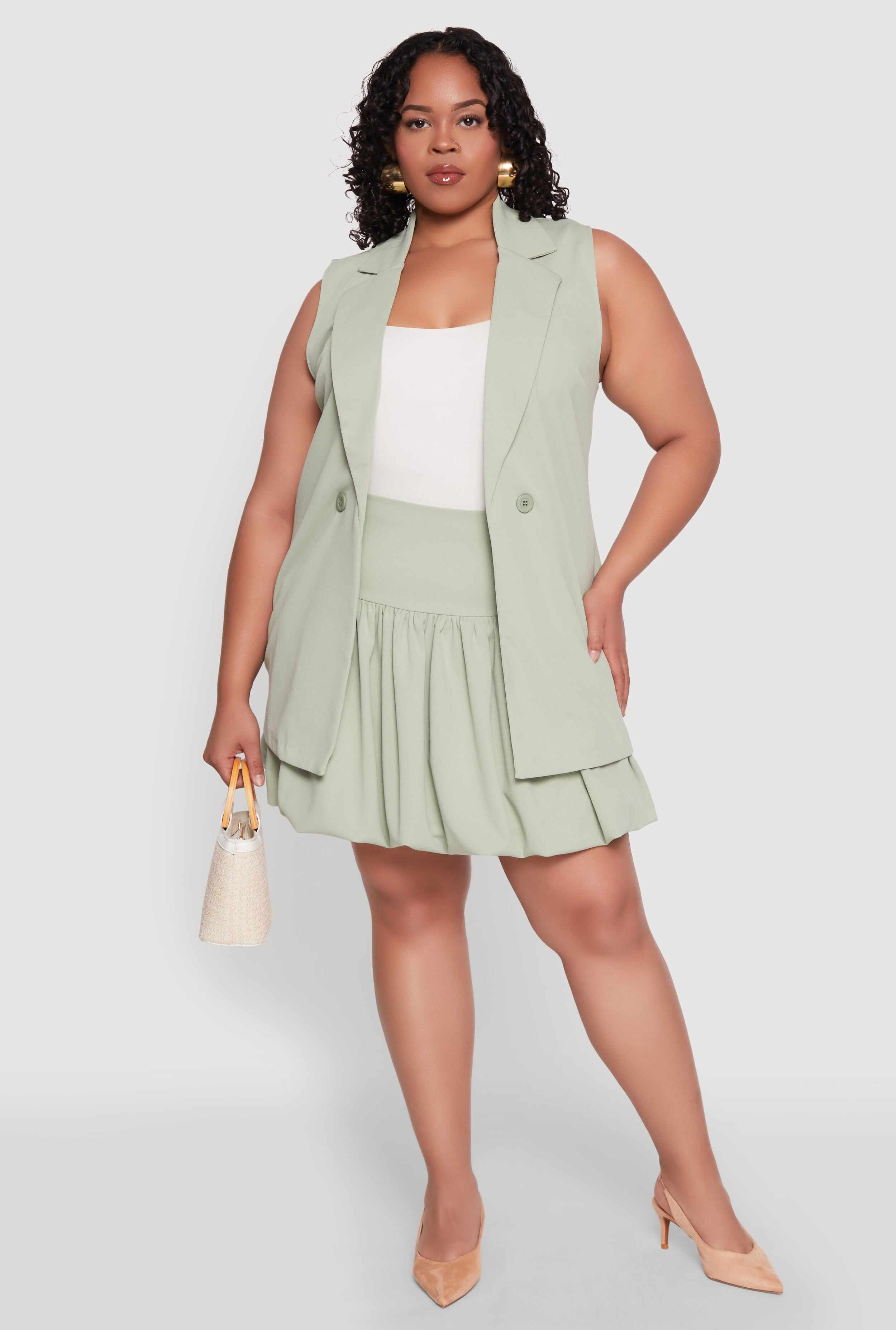 Plus Size Crepe Knit Bubble Skirt