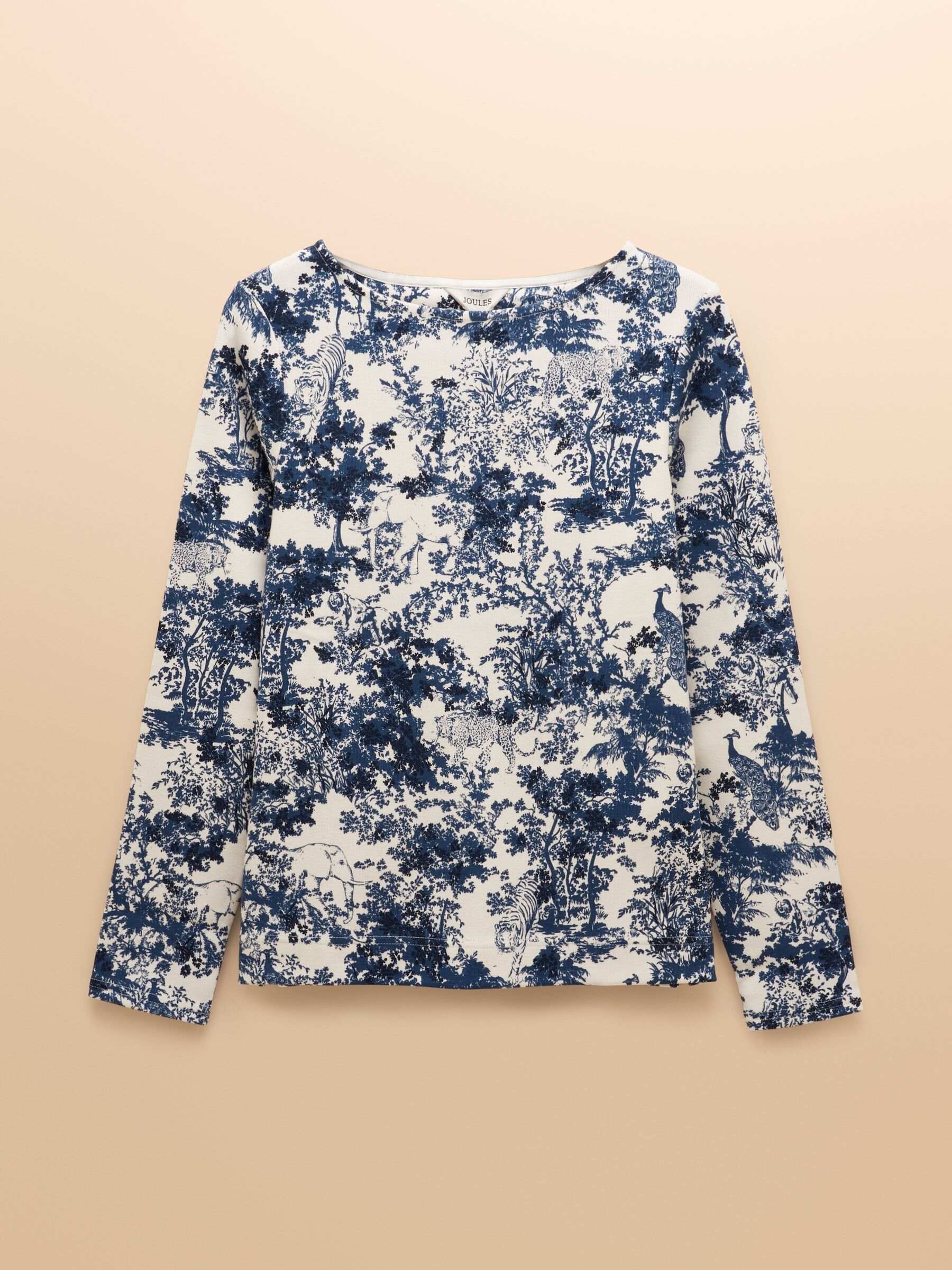 Harbour Navy Toile de Jouy Boat Neck Printed Top