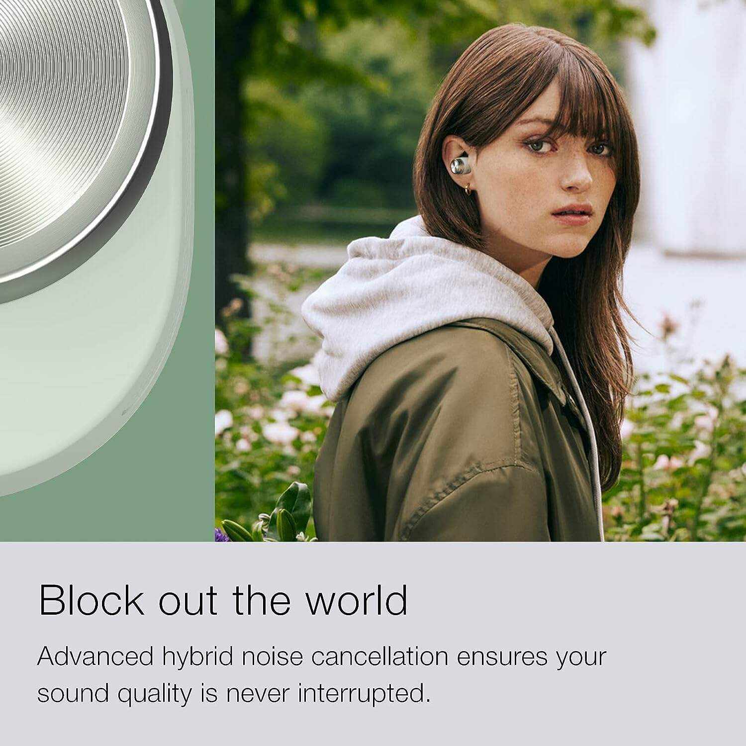 Bowers & Wilkins Pi5 S2 True Wireless Earphones, in-Ear Bluetooth Earbuds with Mic, Active Noise Cancellation, 16-Hr Battery, Android/iOS, Powerful Sound, Extreme Comfort, Sage Green (2023 Model)