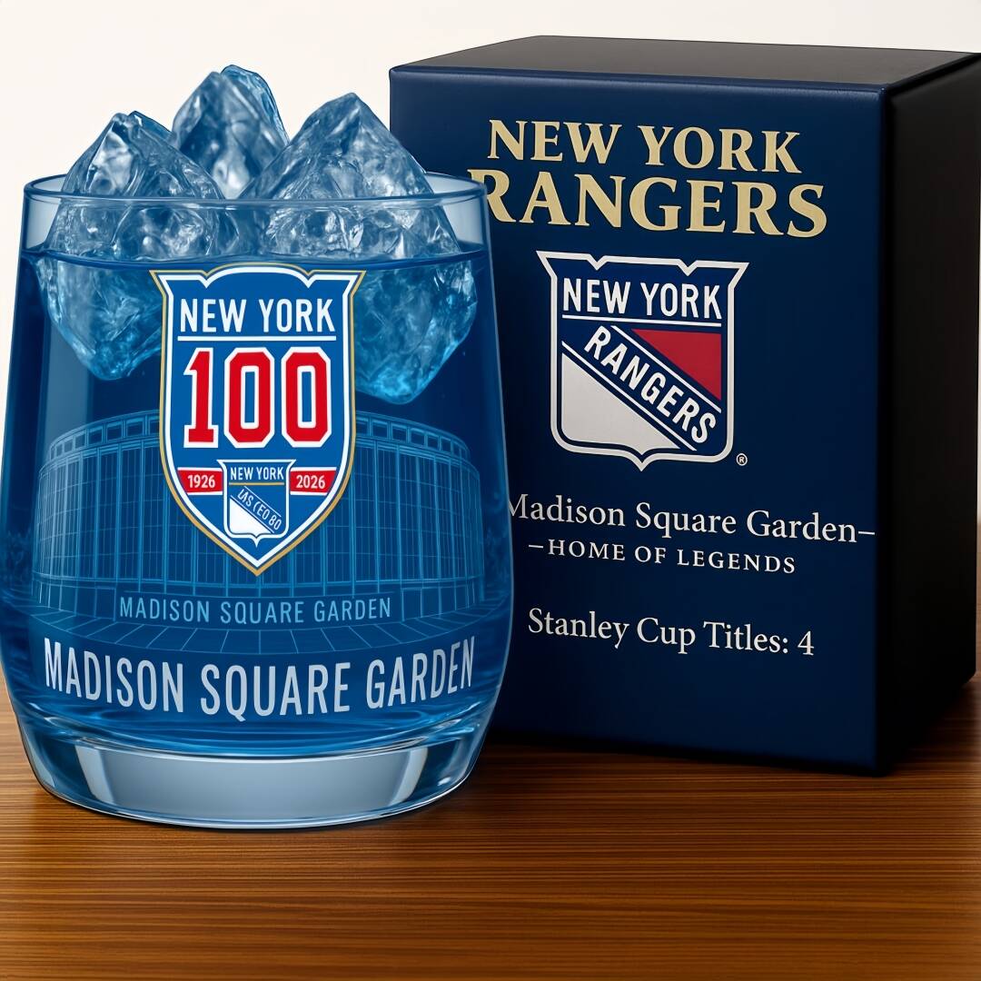 New York Rangers 100th Anniversary Whiskey Glass