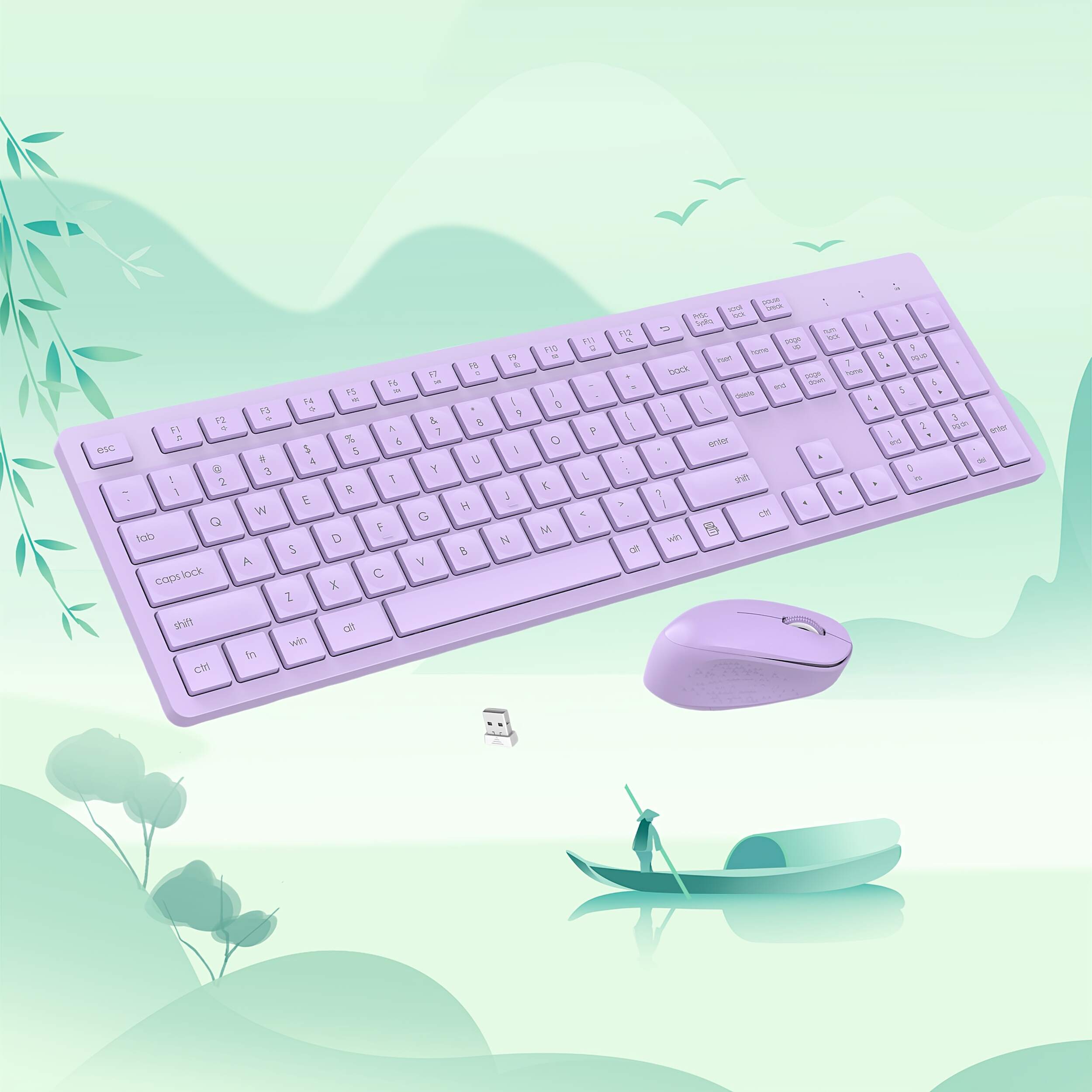 Wireless Keyboard And Mouse Set Business Office Typing Home Splash Resistant Light Sound Thin And Light Portable Durable Peripheral Keyboard And Mouse Laptop Desktop Universal [Cost-effective] Wireless Set