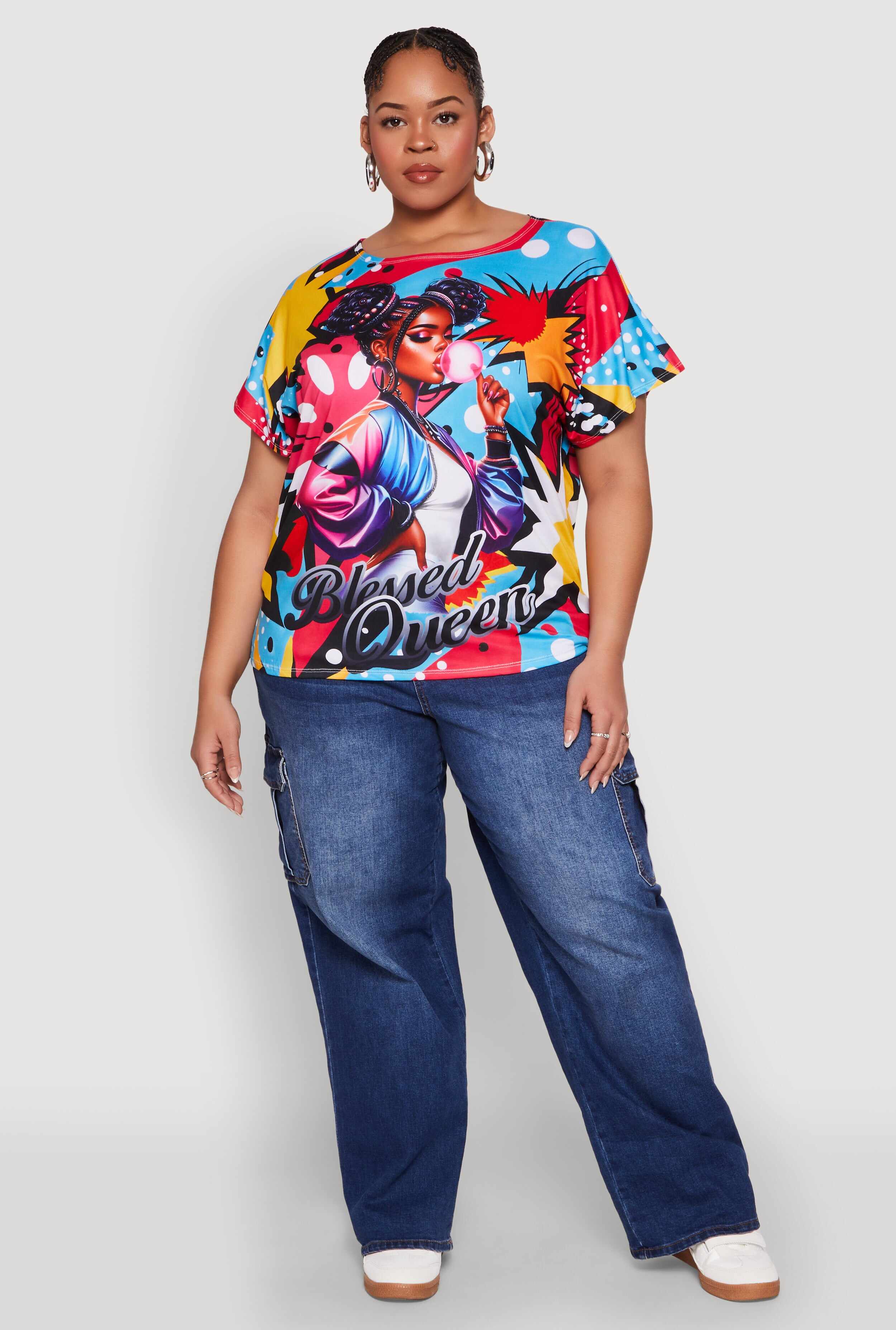 Plus Size Blessed Queen Graphic Tee