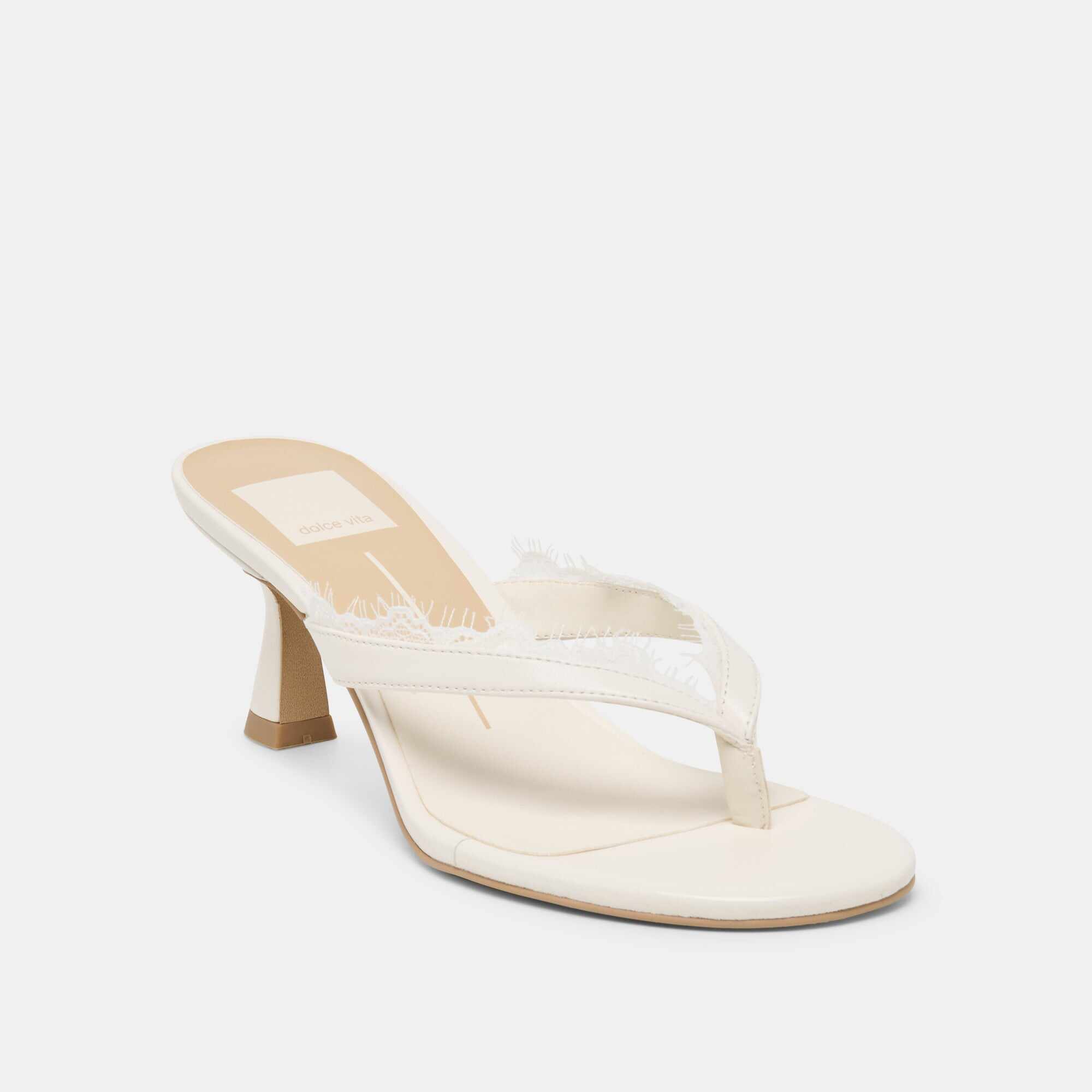 DAKSIE LACE HEELS TRUE WHITE LEATHER