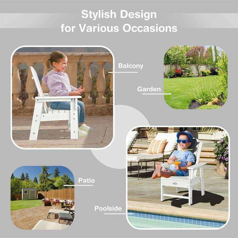 Patio Kids Adirondack Chair Outdoor Chair with Ergonomic Backrest