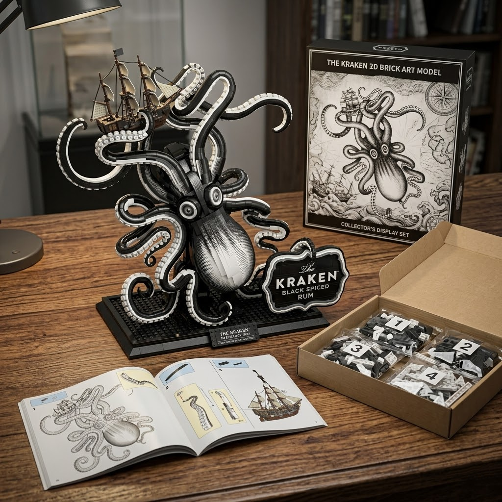 The Kraken Black Spiced Rum Brick Art Collector’s Display Set
