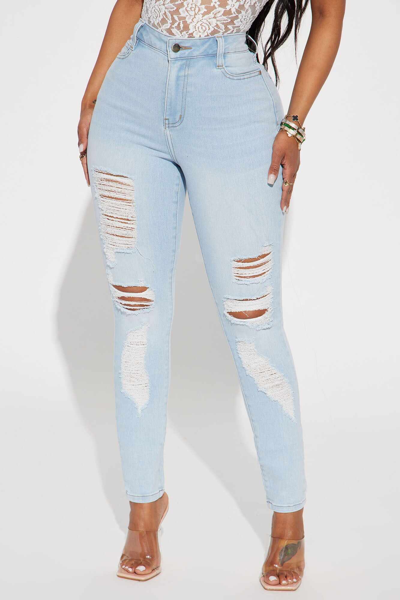 Fantasea Nights High Rise Jeans - Light Blue