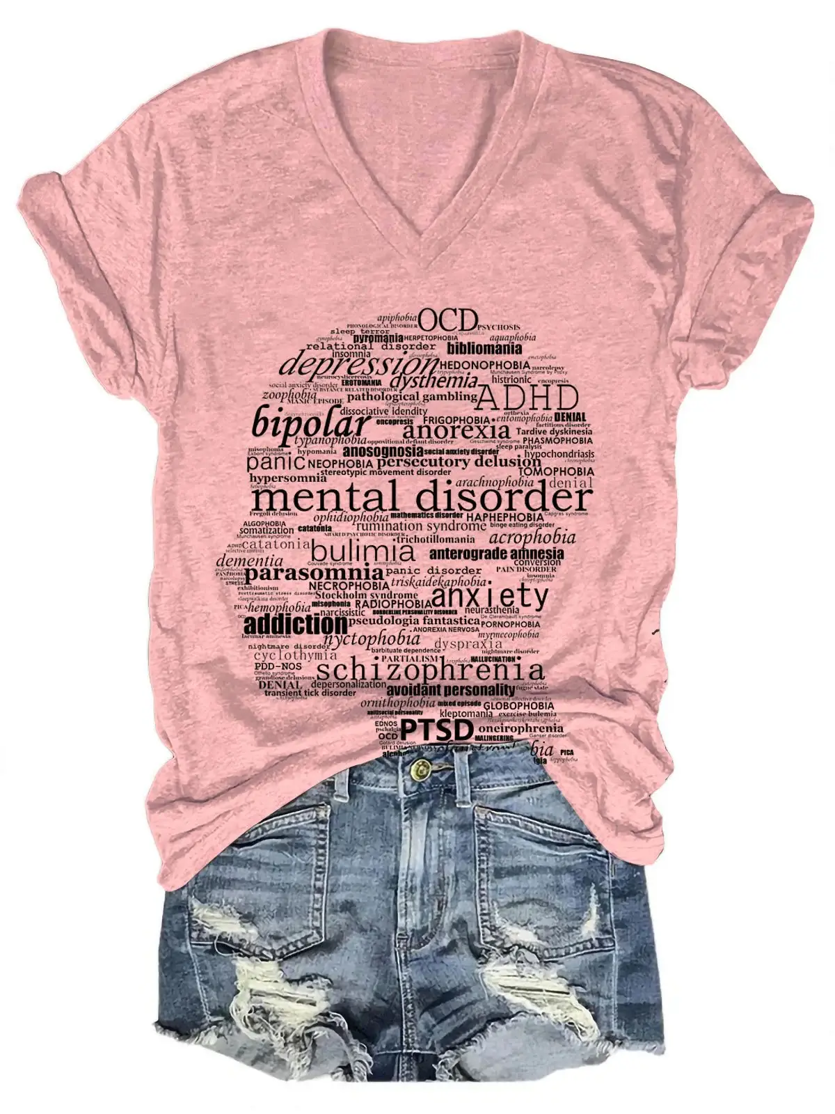 Mental Health Words Art Casual T-shirt