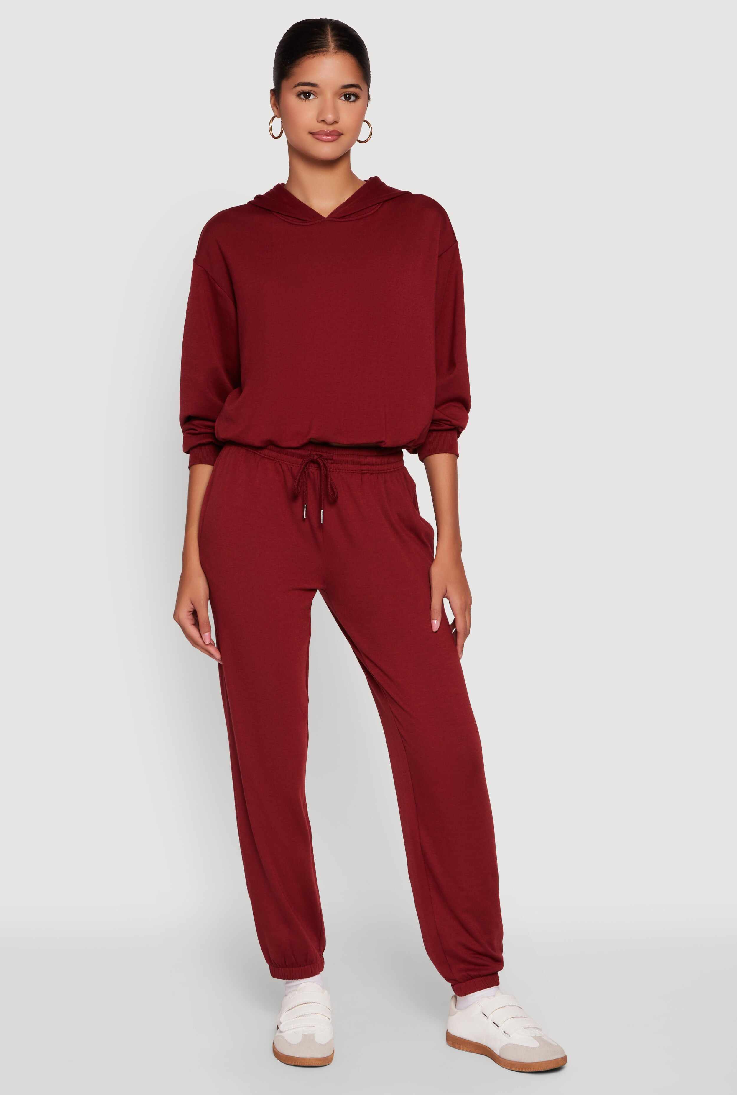 Bubble Hem Fleece Lined Hooded Crop Sweatshirt