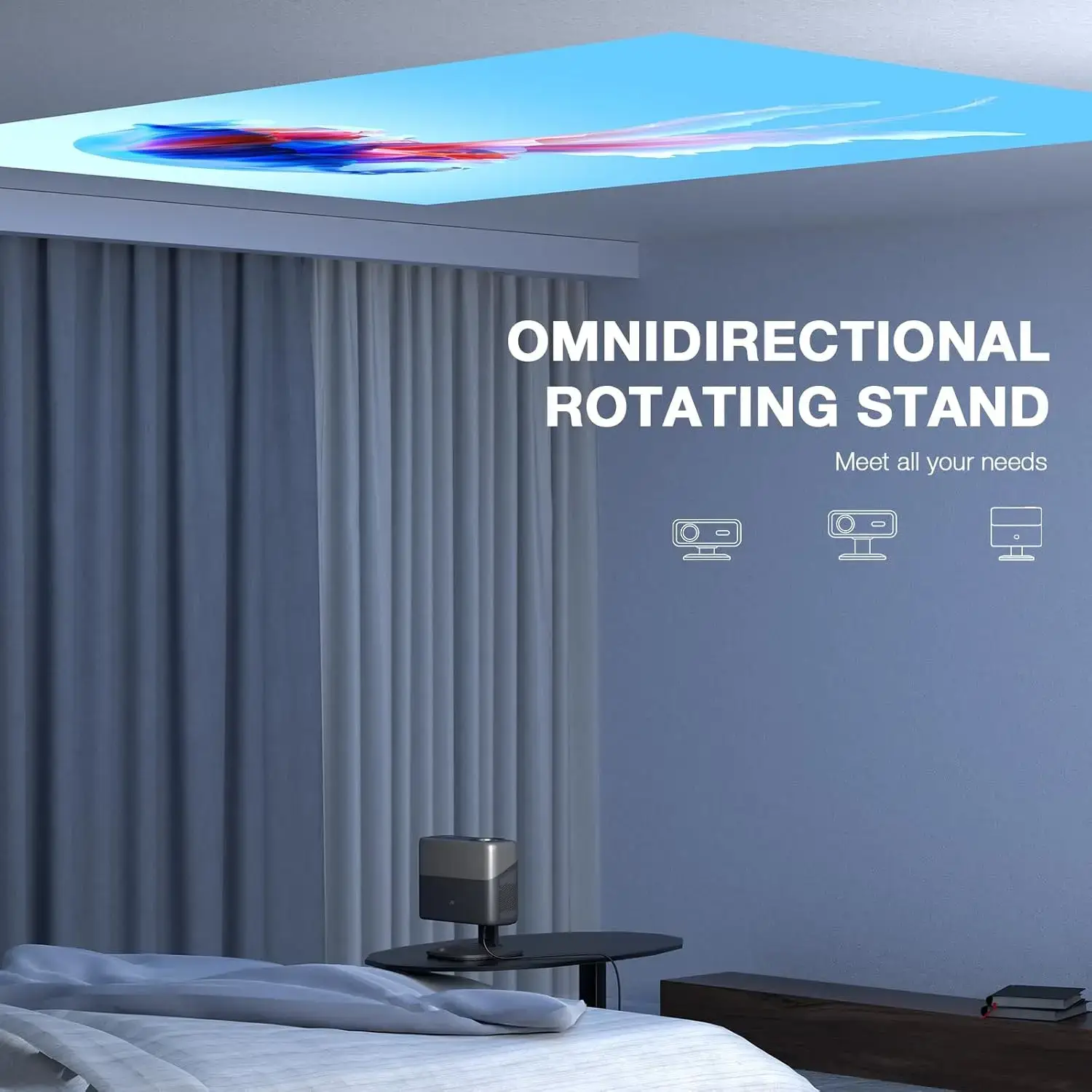 800 ANSI Lumen Portable Projector 1080P 4K Support Netflix Certified Outdoor Movie Projector with Auto Focus Keystone 3D Dolby Audio WiFi 6 Bluetooth 5.0 50% Zoom HDMI USB-C