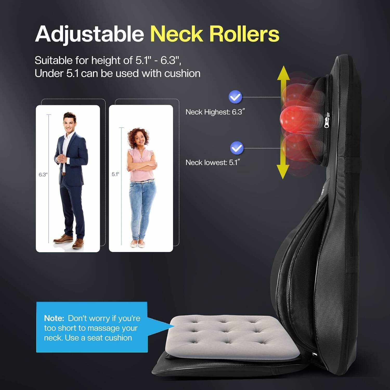 COMFIER Shiatsu Neck Back Massager with Heat and Compression, App Control 2D or 3D Deep Tissue Kneading Massage Chair Pad, Chair Massager for Full Body Pain Relief, Ideal Gifts,Grey
