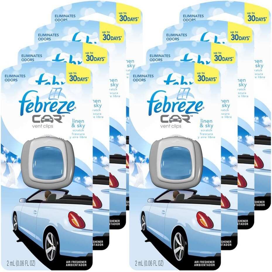 Febreze Car Air Fresheners, New Car Scent, Odor Eliminator for Strong Odors Car Vent Clips (2 Count)