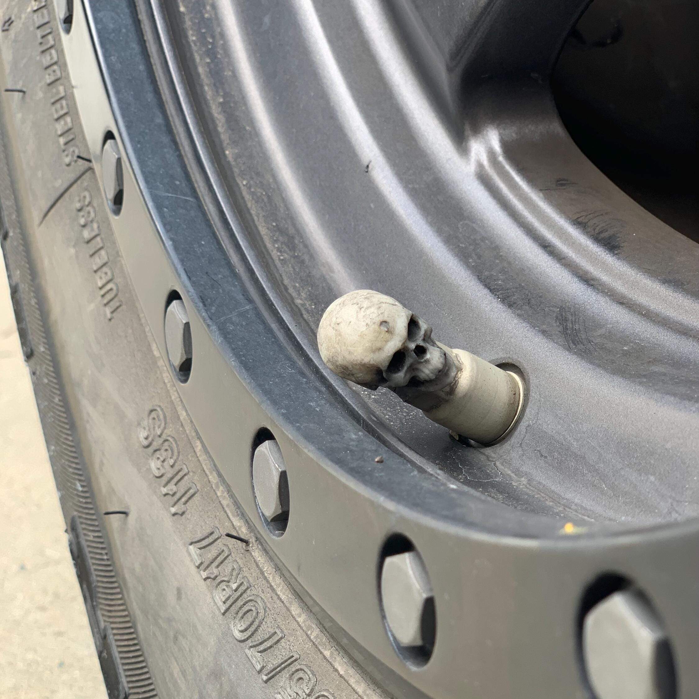 Skull Tire Valve Stem Caps Set