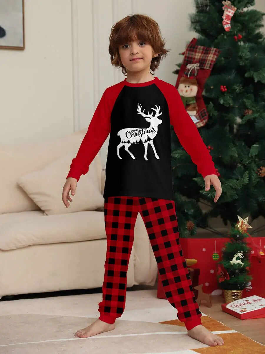 Reindeer Christmas Matching Family Pajamas Pjs Set Sleepwear #23806