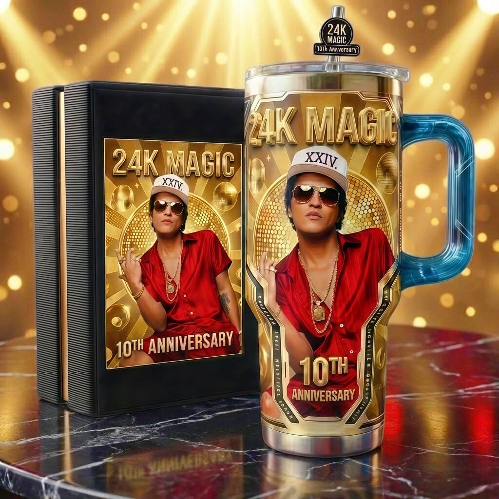 24K Magic: Bruno Mars 10th Anniversary Gold Collector's Tumbler
