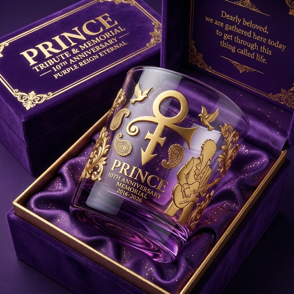 Prince 10th Anniversary Memorial Commemorative Whiskey Glass