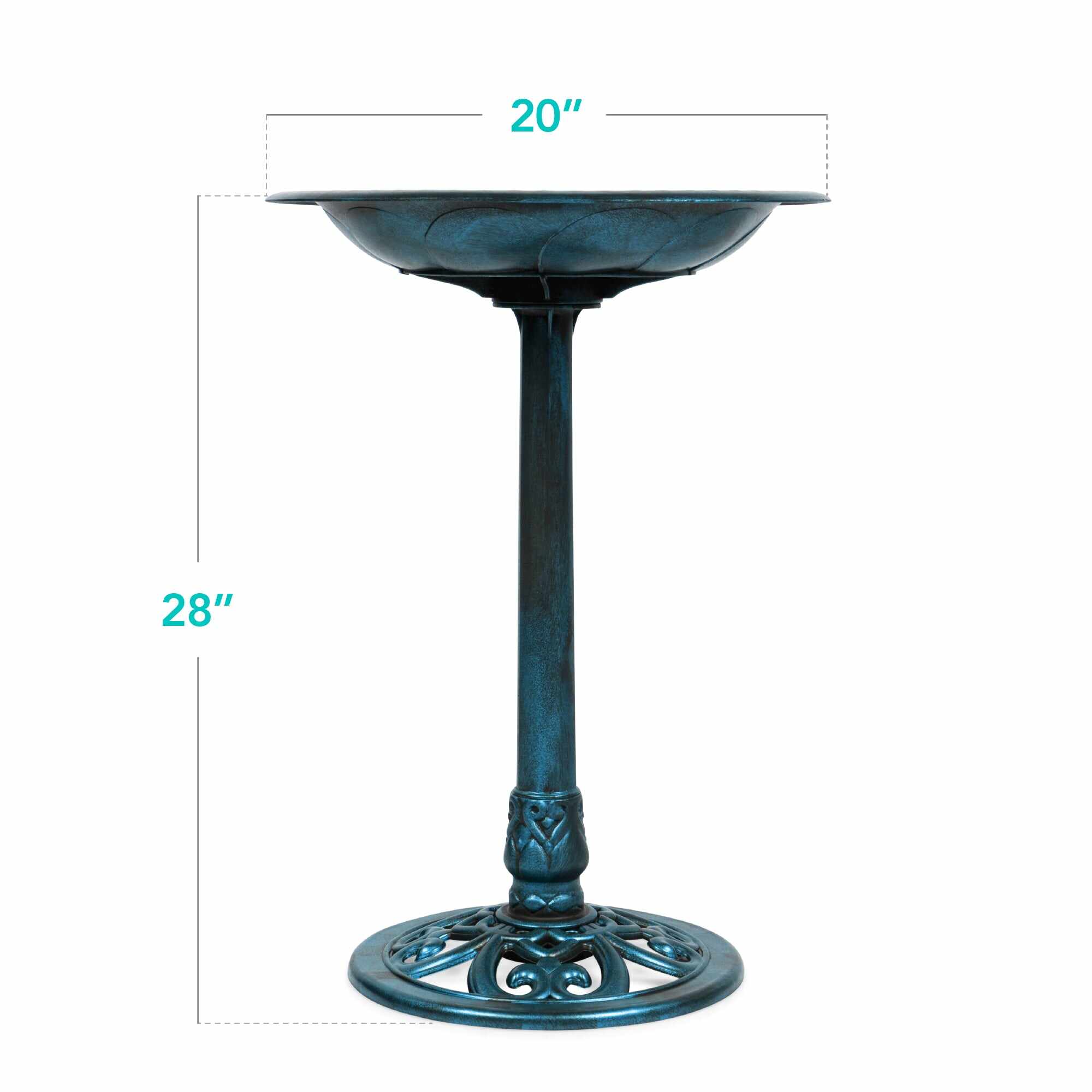 Vintage Outdoor Garden Bird Bath w/ Fleur-de-Lis Accents