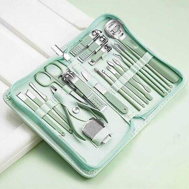 22pcs Professional Nail Clippers Pedicure Kit Stainless Steel Toenails Nail Files Ear Spoon, Grooming Kit For Travel