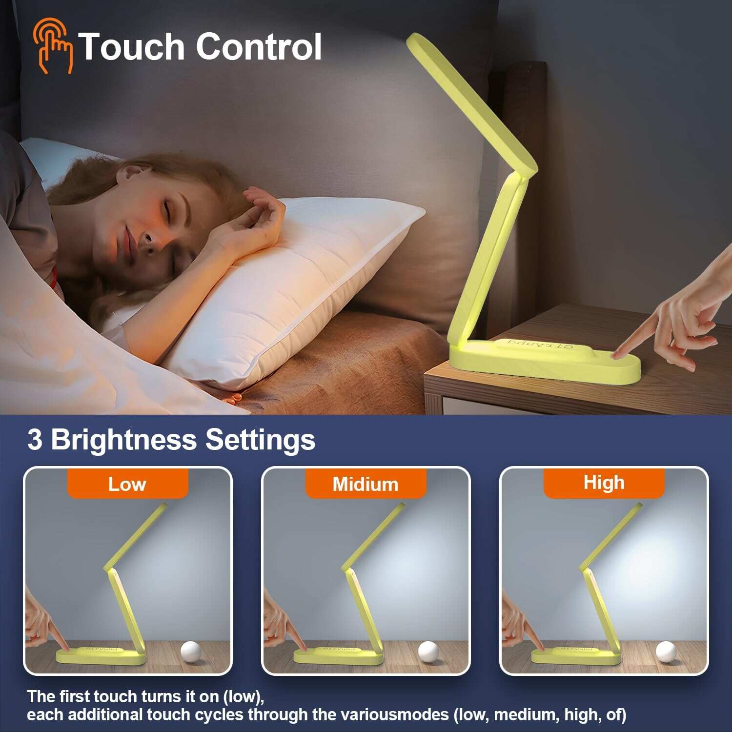 LED Desk Lamp for Office Home & Battery Operated Lamp Rechargeable Lamp Foldable & Portable Light, LED Desk Light Strip, 3 Brightness Dimmable Small Desk Lamp Wireless Reading Lamp