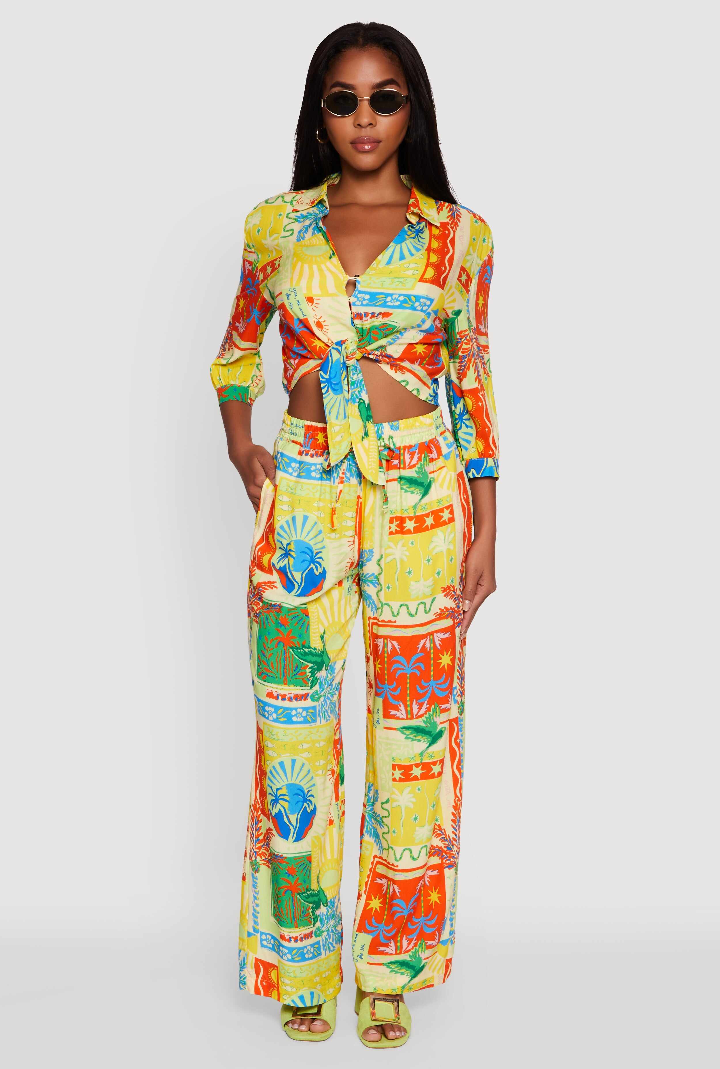 Printed Patterned High Waist Palazzo Pants