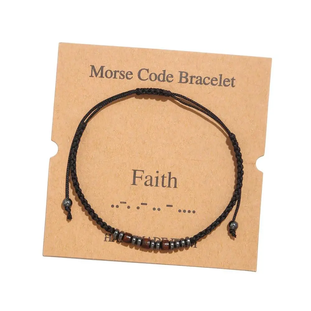 Women's Men's Unisex Morse Code Alphanumeric Weave Couple Bracelet