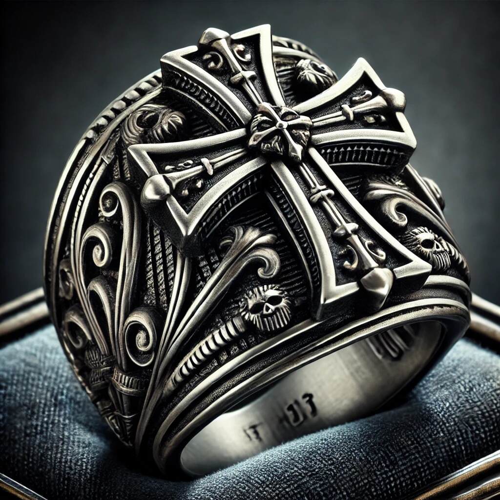 Gothic Cross and Skull Ring
