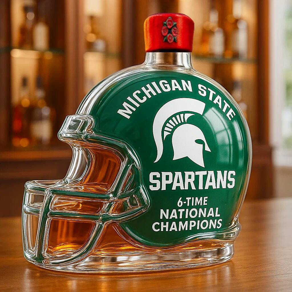 Michigan State Spartans 6-Time National Champion Whiskey Bottle