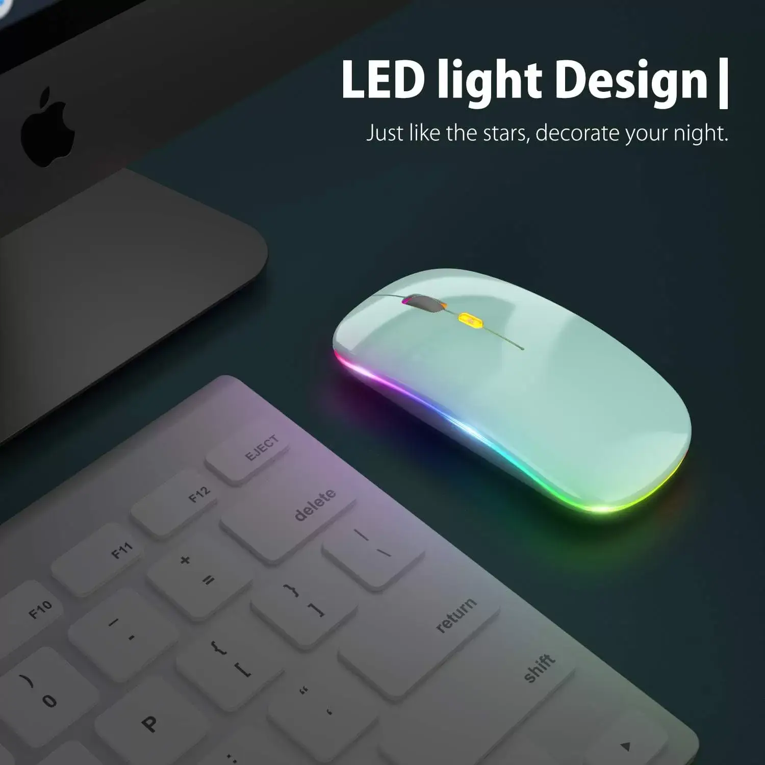 [Upgrade] LED Wireless Mouse, Slim Silent Mouse 2.4G Portable Mobile Optical Office Mouse with USB & Type-c Receiver, 3 Adjustable DPI Levels for Notebook, PC, Laptop, Computer, MacBook (Pink)