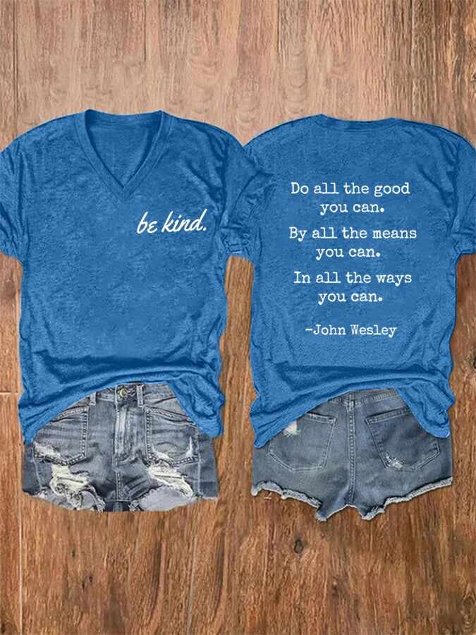 Women'S Be Kind  Printed Casual T-Shirt