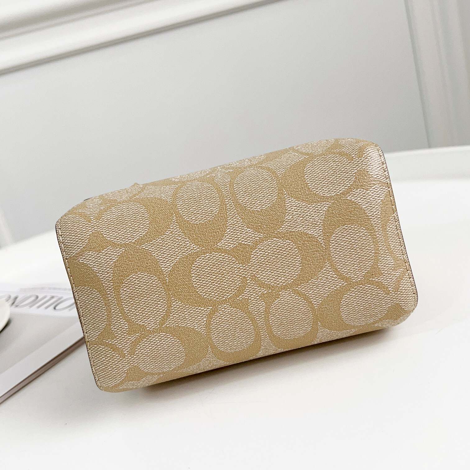 Mini Rowan Boston Bag – Signature Print with Leather Trim | Crossbody Shoulder Handbag with Removable Strap