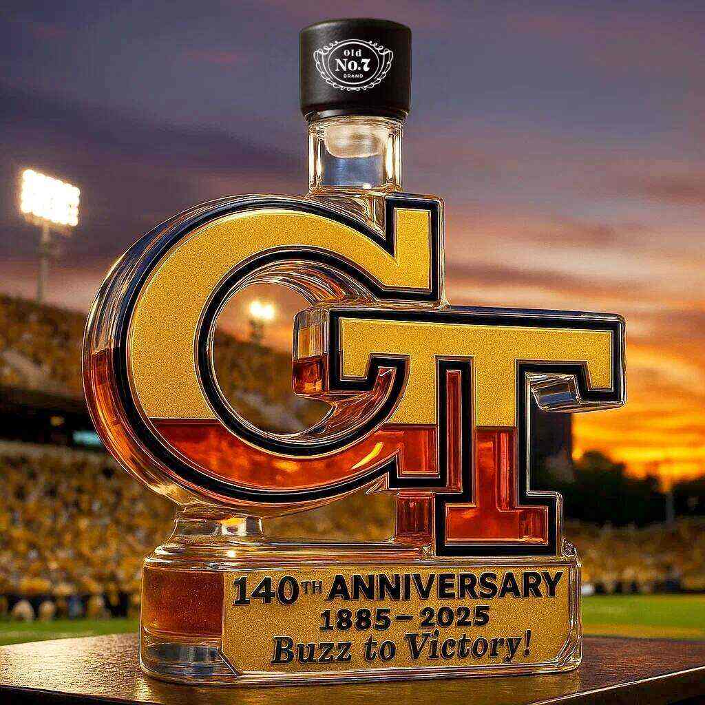 Georgia Tech Yellow Jackets 140th Anniversary Whiskey Bottle