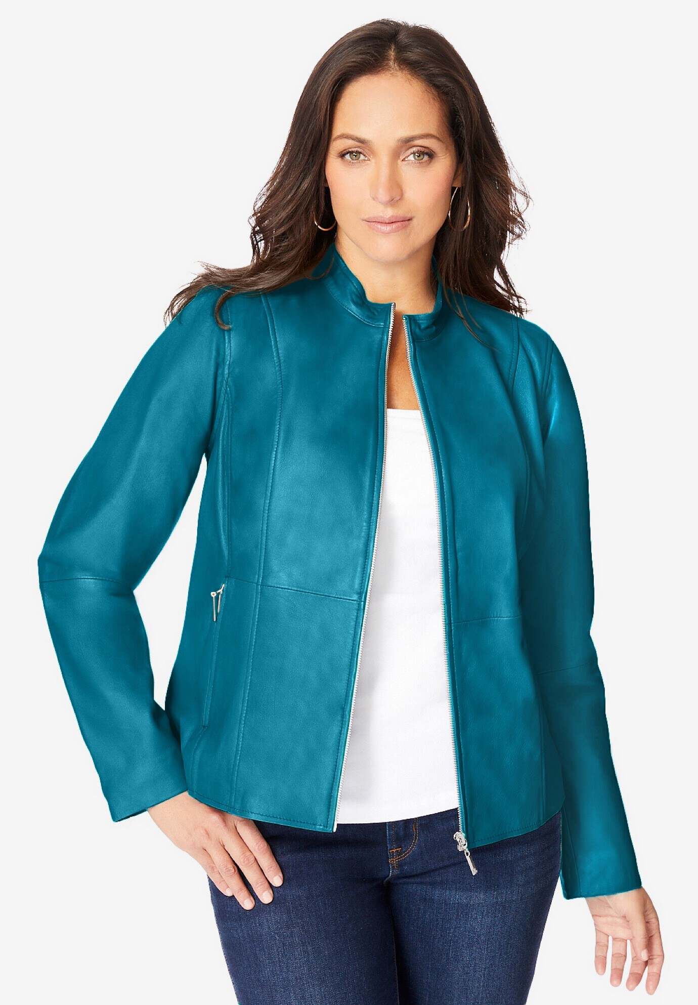 Zip Front Leather Jacket