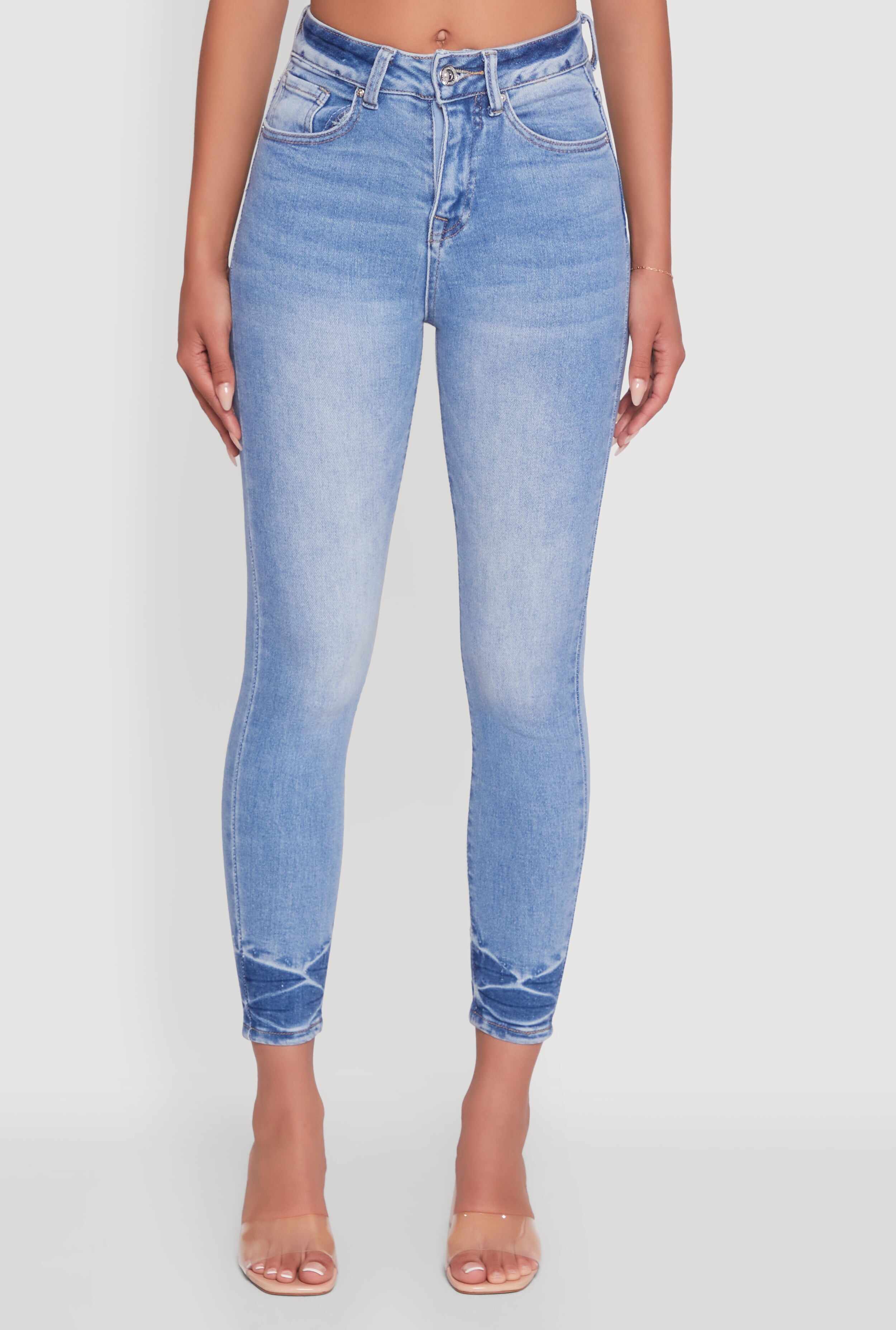 WAX Crinkle Hem Whiskered Skinny Jeans