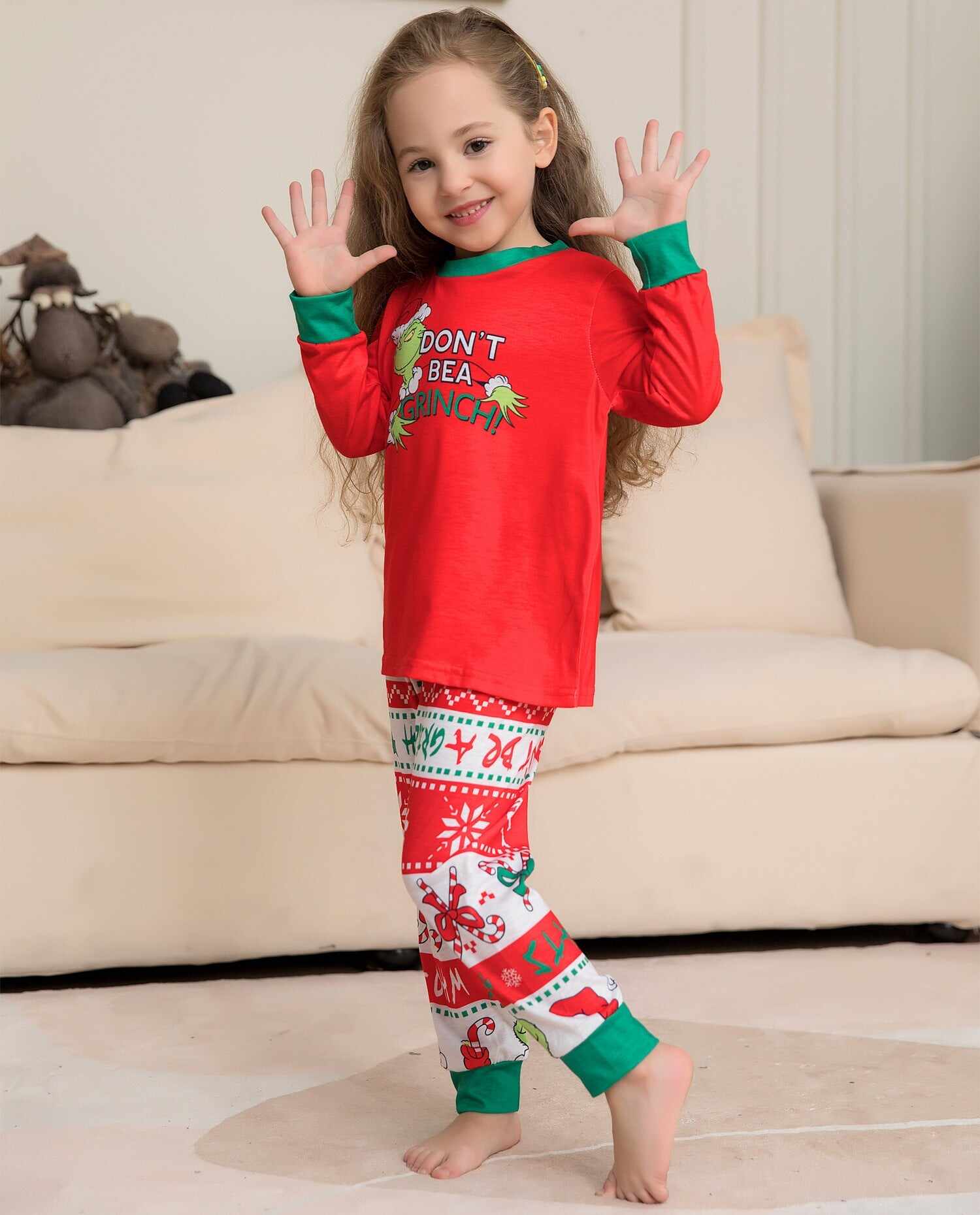 Christmas Grinch Family Pajama Set with Monogram Print