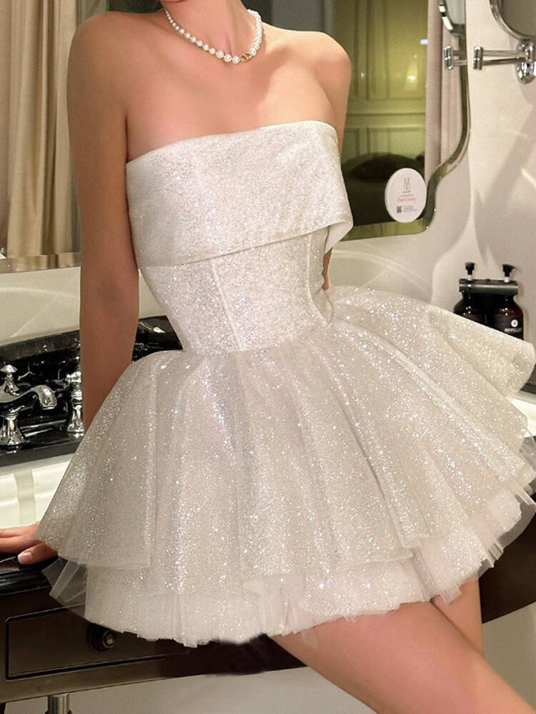 Glitter Back Strappy Waisted Sheath Dress