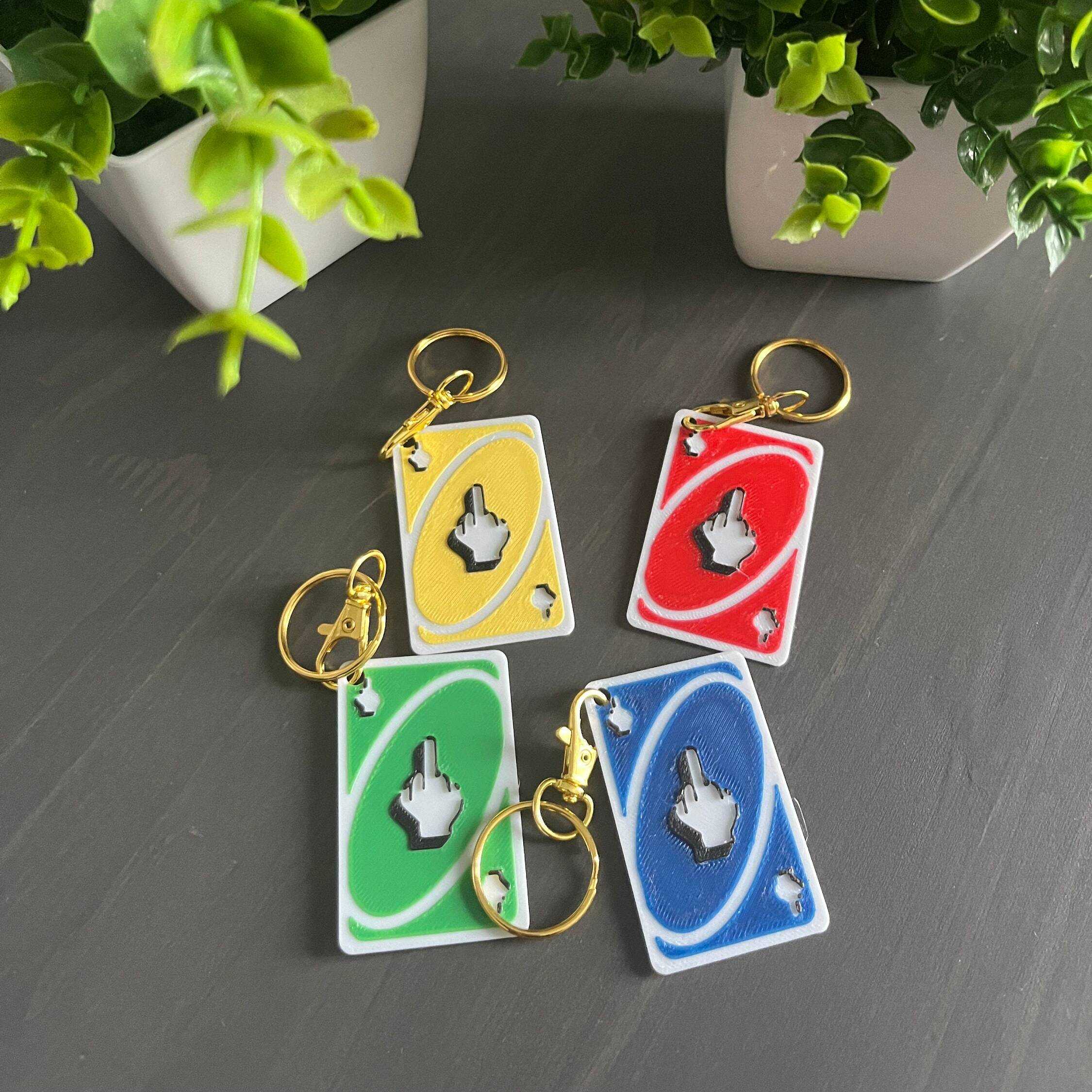 uno middle finger flip reverse card | keychains
