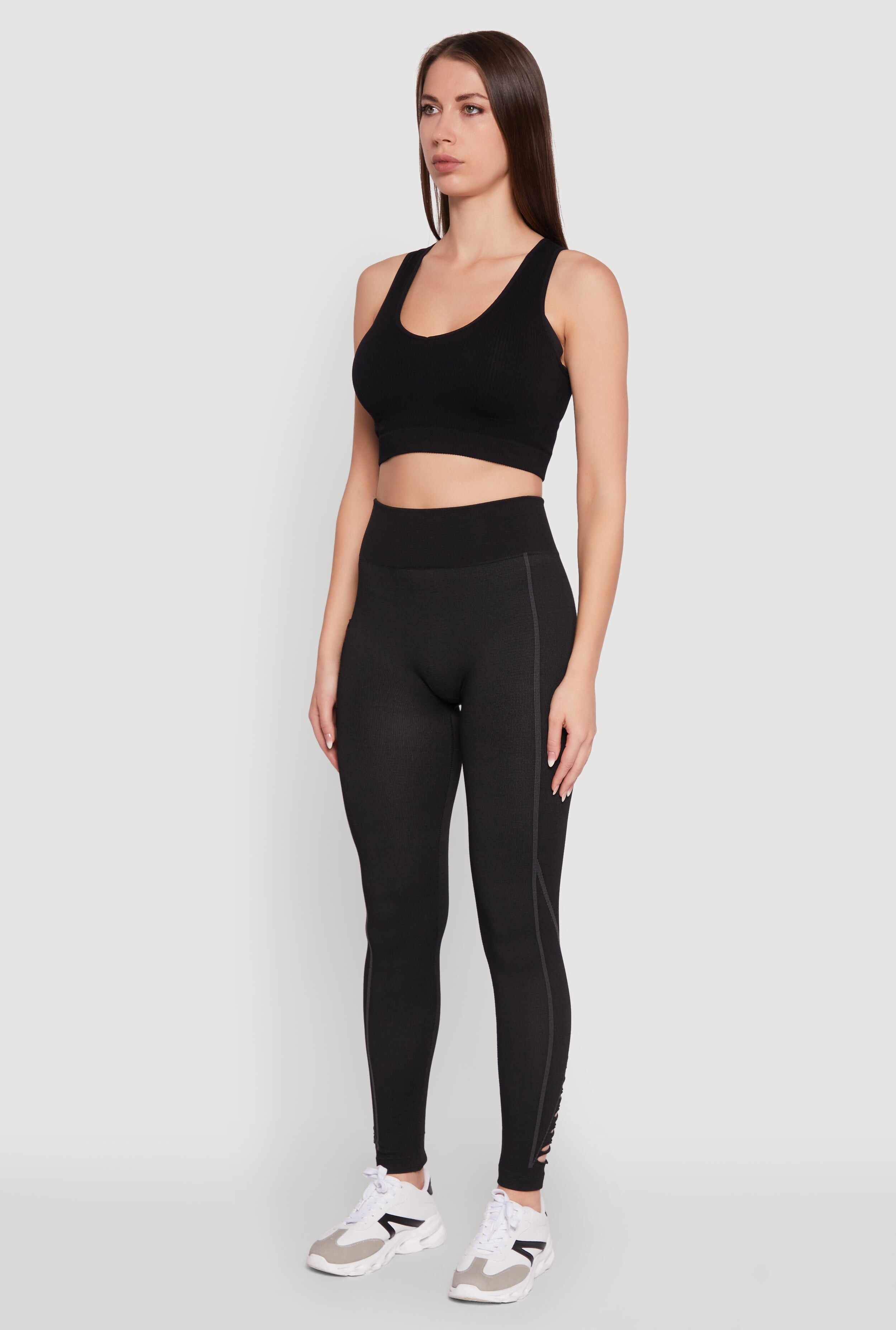 Trendy High Waisted Camo Pocket Laser Cut Leggings