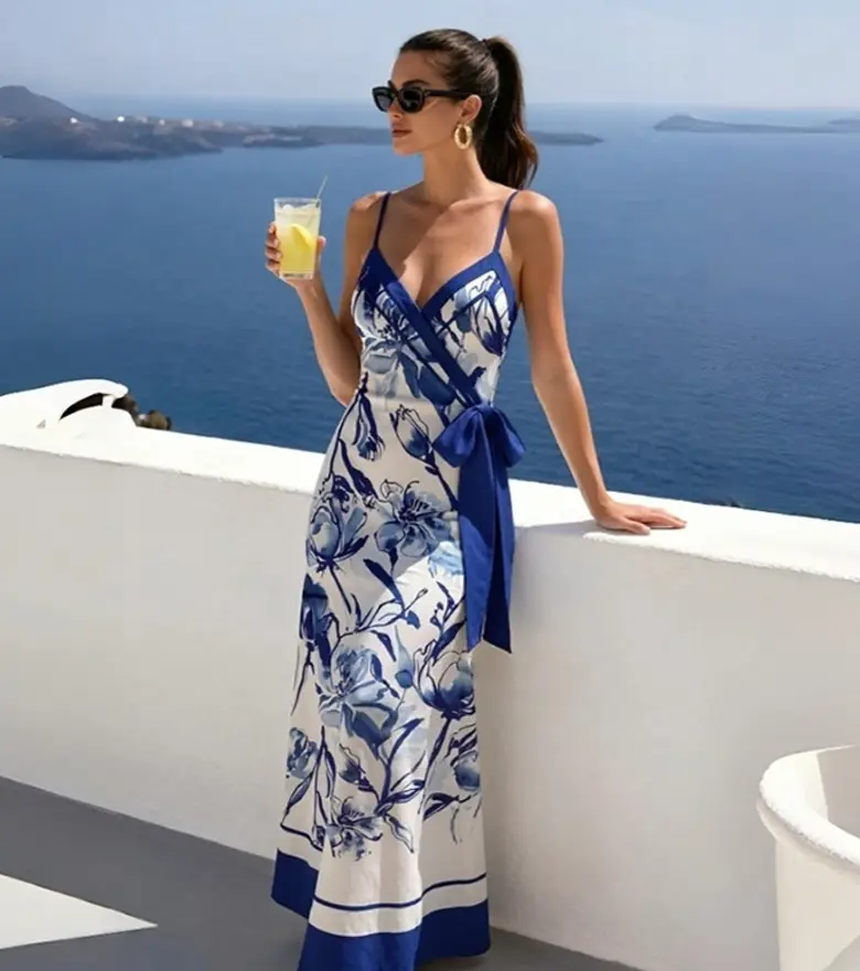 Printed Wrap Dress